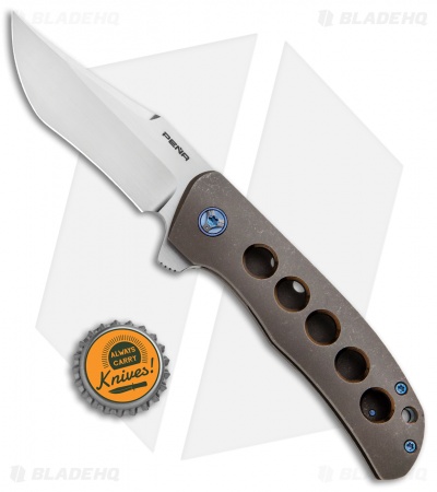 Pena Knives Custom Viper Frame Lock Flipper Knife Bronze Ti/Moku Ti(3.2" Satin) 