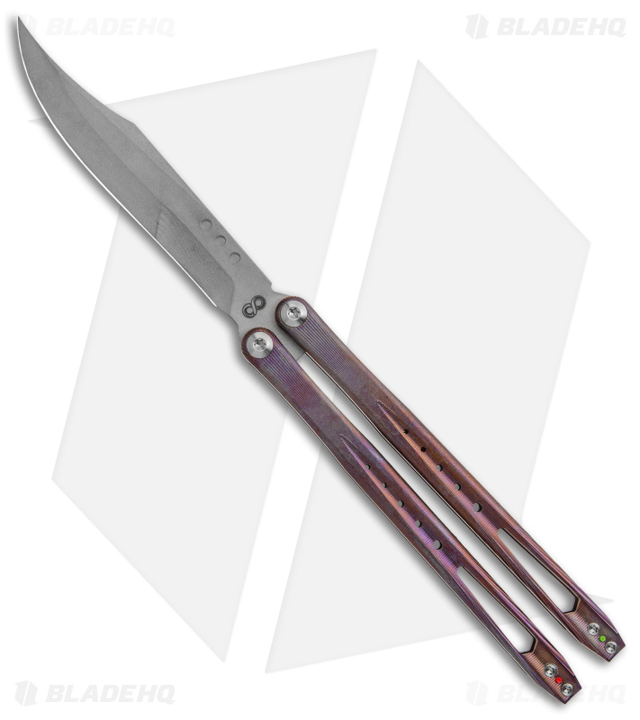 Prince Customs SYN Balisong Butterfly Knife Bowie Bronze (4.5" Stonewash)