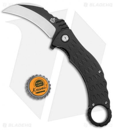 QSP Eagle Liner Lock Karambit Knife Black G-10 (3.12" Black/Satin) 