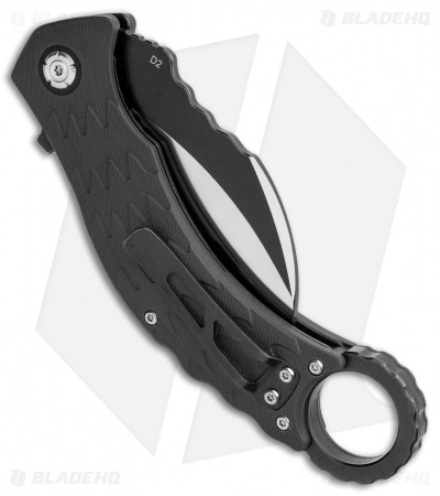 QSP Eagle Liner Lock Karambit Knife Black G-10 (3.12" Black/Satin) 