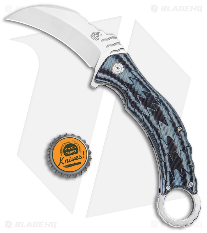 QSP Eagle Liner Lock Karambit Knife Black/Gray G-10 (3.12" Satin) 