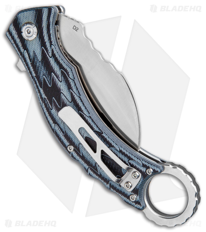 QSP Eagle Liner Lock Karambit Knife Black/Gray G-10 (3.12" Satin) 