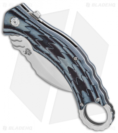 QSP Eagle Liner Lock Karambit Knife Black/Gray G-10 (3.12" Satin) 