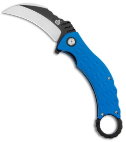 QSP Eagle Liner Lock Karambit Knife Blue G-10 (3.12" Black/Satin) 