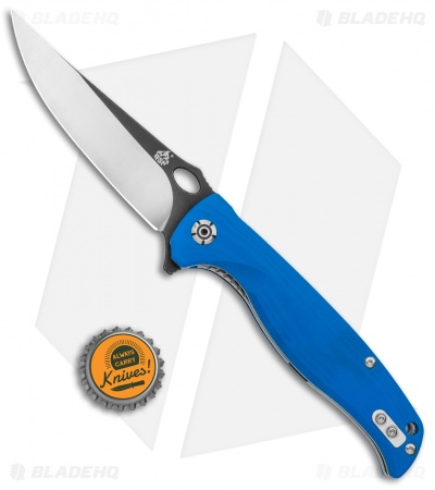 QSP Gavial Liner Lock Flipper Knife Blue G-10 (4" Two-Tone) 