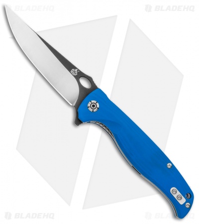 QSP Gavial Liner Lock Flipper Knife Blue G-10 (4" Two-Tone) 