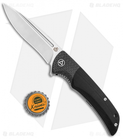 QSP Harpyie Liner Lock Knife Black G-10 + Carbon Fiber (3.75" Sat) QS129-B
