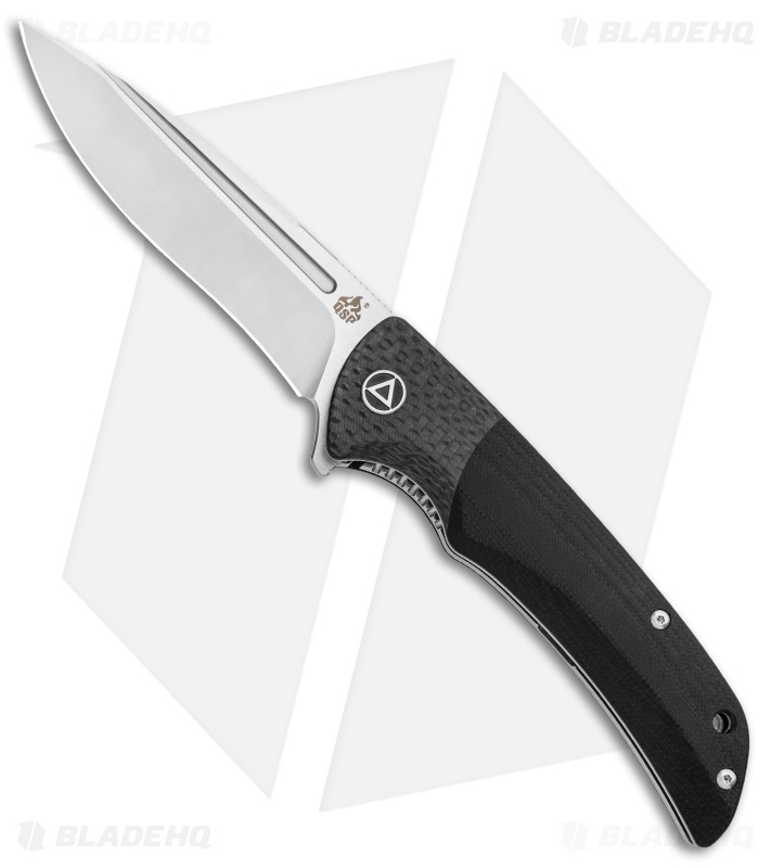 QSP Harpyie Liner Lock Knife Black G-10 + Carbon Fiber (3.75" Sat) QS129-B