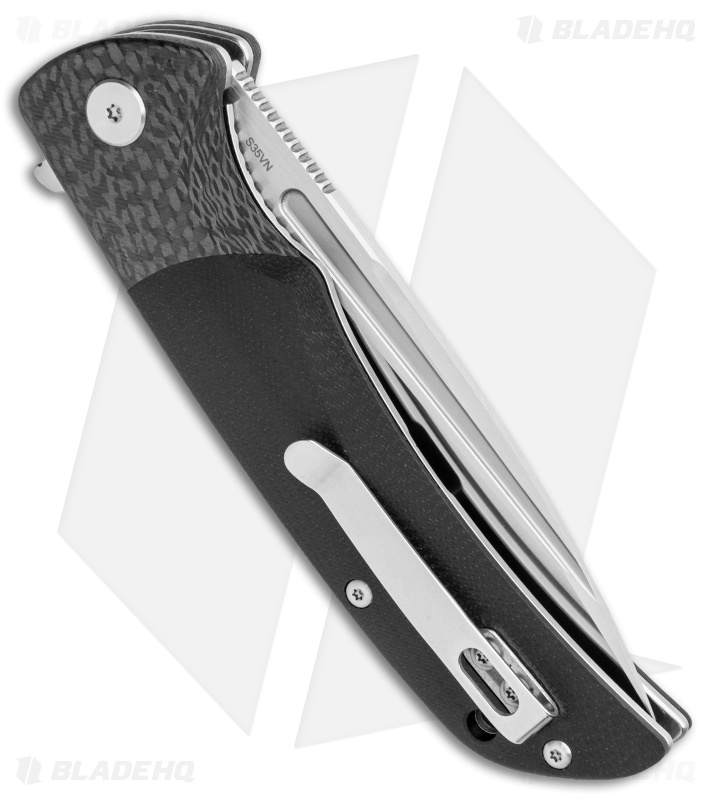 QSP Harpyie Liner Lock Knife Black G-10 + Carbon Fiber (3.75" Sat) QS129-B