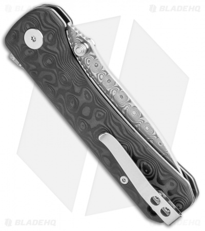 QSP Hawk Liner Lock Knife Carbon Fiber (3.22" Damascus) 