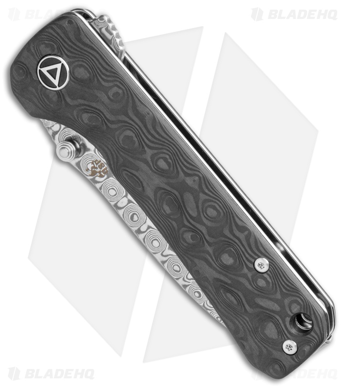 QSP Hawk Liner Lock Knife Carbon Fiber (3.22" Damascus) 