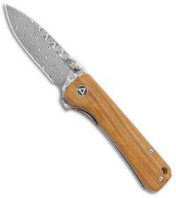 QSP Hawk Liner Lock Knife Vera Wood (3.3" Damascus) 