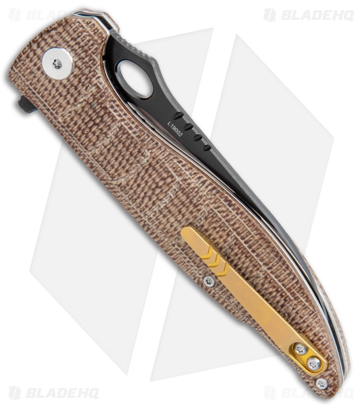 QSP Locust Liner Lock Knife Natural Flax Micarta (3.875" Two Tone) 