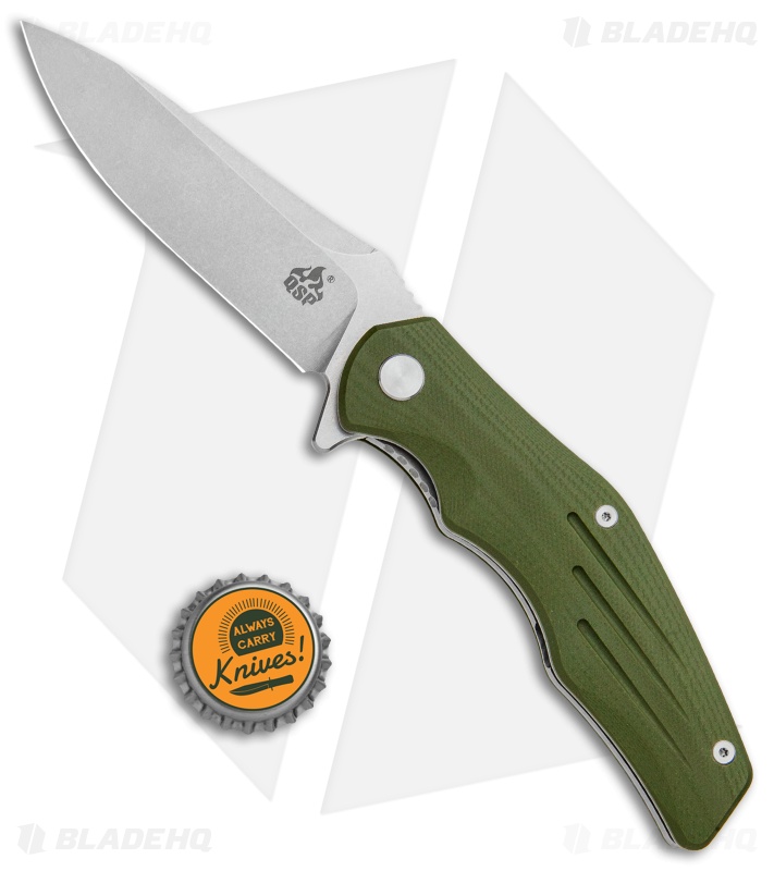 QSP Pangolin Liner Lock Knife OD Green G-10 (3.75" Satin) 