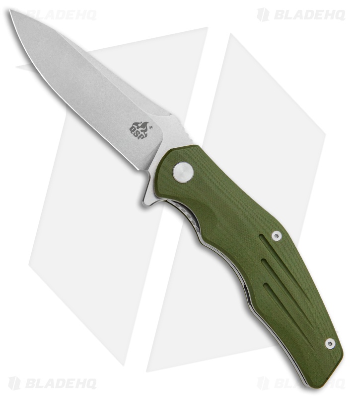 QSP Pangolin Liner Lock Knife OD Green G-10 (3.75" Satin) 