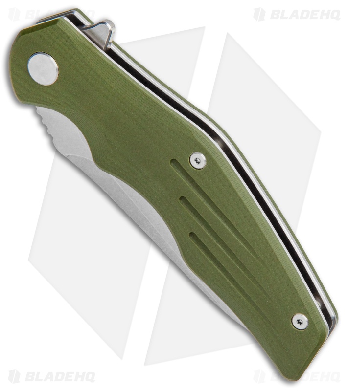 QSP Pangolin Liner Lock Knife OD Green G-10 (3.75" Satin) 