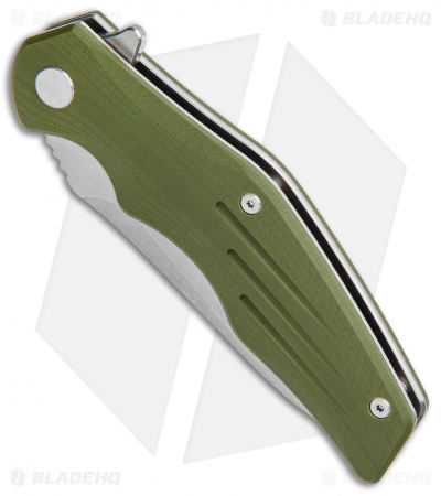 QSP Pangolin Liner Lock Knife OD Green G-10 (3.75" Satin) 