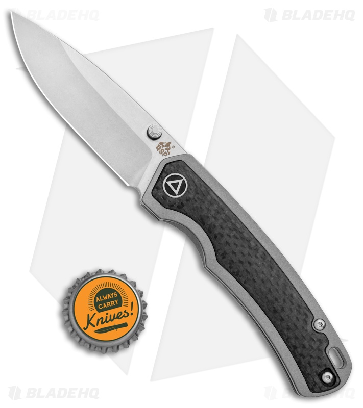 QSP Puffin Frame Lock Knife Titanium/Carbon Fiber Black (3.12" Stonewash) 