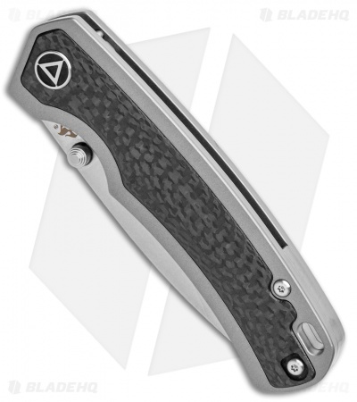 QSP Puffin Frame Lock Knife Titanium/Carbon Fiber Black (3.12" Stonewash) 