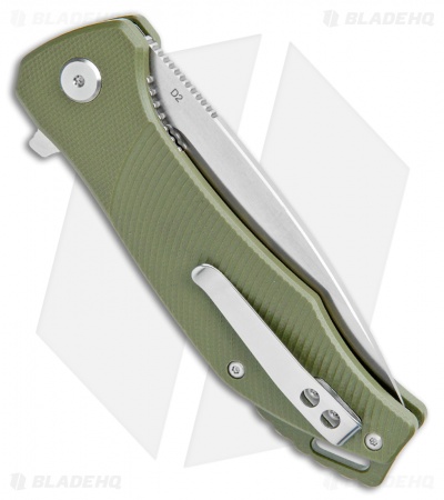 QSP Raven Liner Lock Knife Green G-10 (3.37" Satin) 