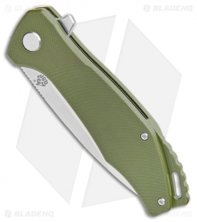 QSP Raven Liner Lock Knife Green G-10 (3.37" Satin) 