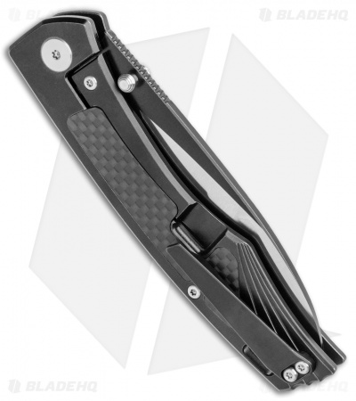 QSP Songbird Frame Lock Knife Black Titanium/CF (3.75" Two Tone) 
