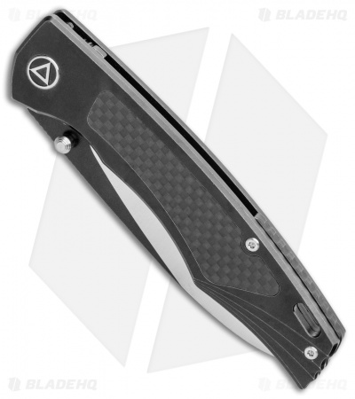 QSP Songbird Frame Lock Knife Black Titanium/CF (3.75" Two Tone) 