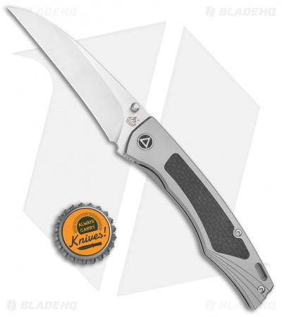 QSP Songbird Frame Lock Knife Gray Titanium/CF (3.75" Satin) 
