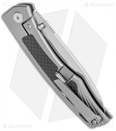 QSP Songbird Frame Lock Knife Gray Titanium/CF (3.75" Satin) 