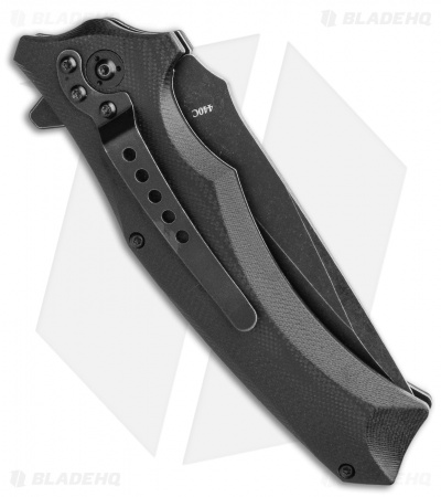 QSP Sthenia Liner Lock Knife Black G-10 (3.25" Black Stonewash) 