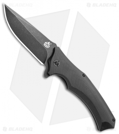 QSP Sthenia Liner Lock Knife Black G-10 (3.25" Black Stonewash) 