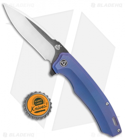 QSP Woodpecker Frame Lock Knife Blue Titanium (3.75" Two Tone) 