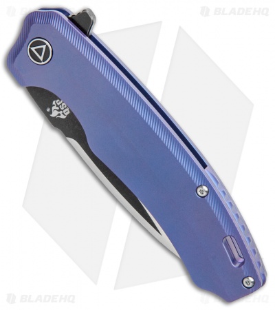 QSP Woodpecker Frame Lock Knife Blue Titanium (3.75" Two Tone) 