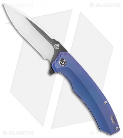 QSP Woodpecker Frame Lock Knife Blue Titanium (3.75" Two Tone) 