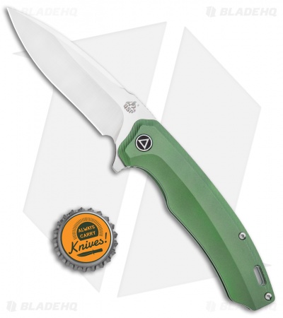 QSP Woodpecker Frame Lock Knife Green Titanium (3.75" Satin) 