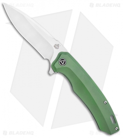 QSP Woodpecker Frame Lock Knife Green Titanium (3.75" Satin) 
