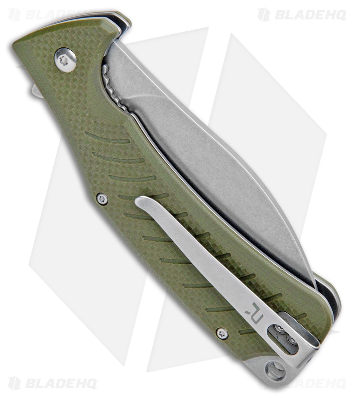 REVO Ness Liner Lock Flipper Knife OD Green G-10 (3.3" Stonewash)