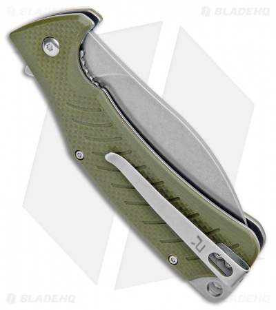 REVO Ness Liner Lock Flipper Knife OD Green G-10 (3.3" Stonewash)