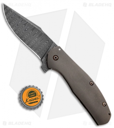 Ray Laconico Large Bear Flipper Titanium/Black Timascus (3.625" Ladder Damascus)