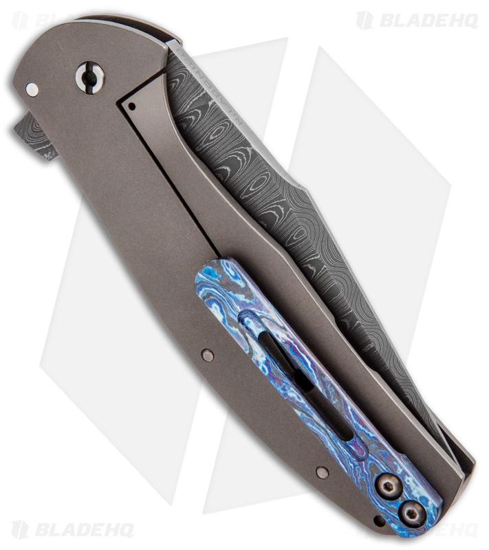 Ray Laconico Large Bear Flipper Titanium/Black Timascus (3.625" Ladder Damascus)