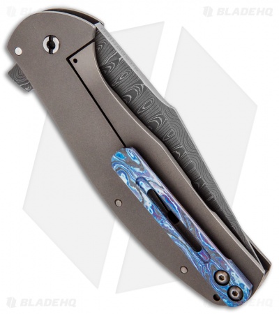 Ray Laconico Large Bear Flipper Titanium/Black Timascus (3.625" Ladder Damascus)