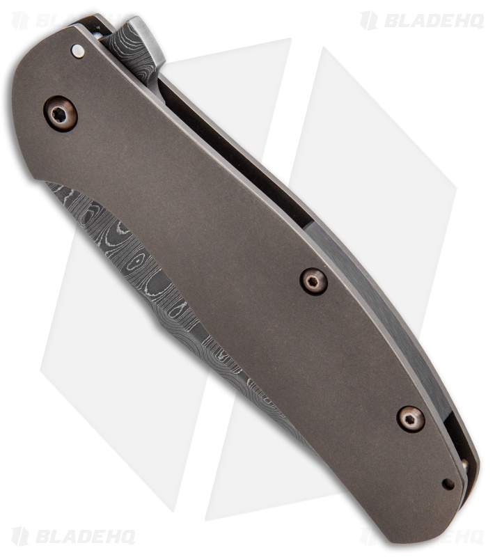Ray Laconico Large Bear Flipper Titanium/Black Timascus (3.625" Ladder Damascus)