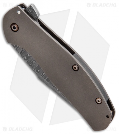 Ray Laconico Large Bear Flipper Titanium/Black Timascus (3.625" Ladder Damascus)