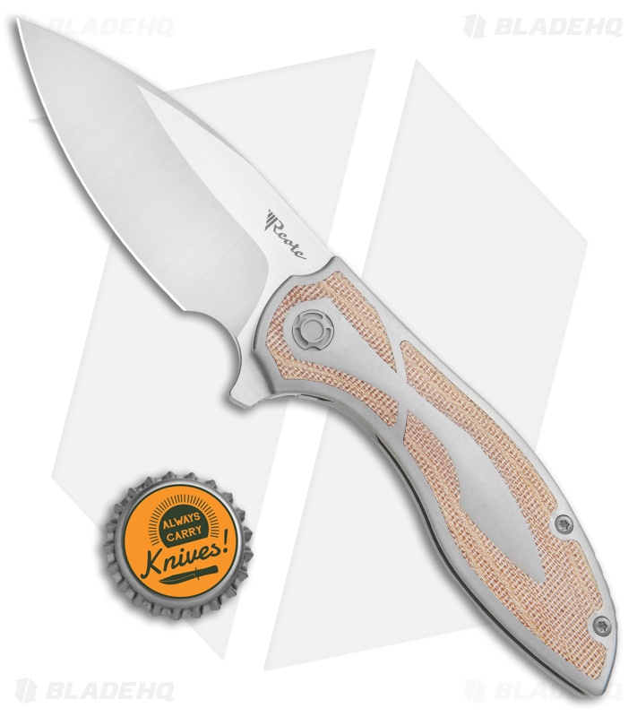 Reate Iron Frame Lock Flipper Knife Brown Micarta (3.25" Satin) Blade HQ