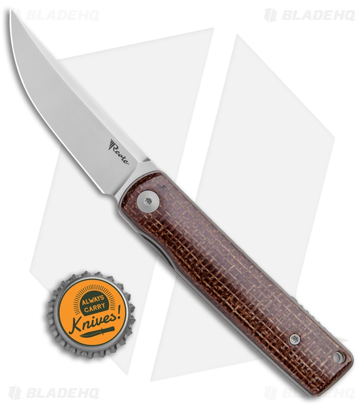 Reate Knives Bushido Liner Lock Knife Burlap Micarta  (2.8" Stonewash)
