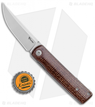 Reate Knives Bushido Liner Lock Knife Burlap Micarta  (2.8" Stonewash)