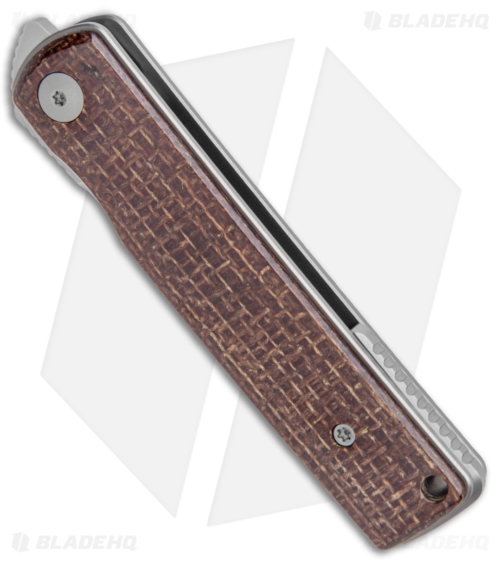 Reate Knives Bushido Liner Lock Knife Burlap Micarta  (2.8" Stonewash)