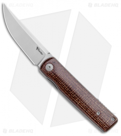 Reate Knives Bushido Liner Lock Knife Burlap Micarta  (2.8" Stonewash)