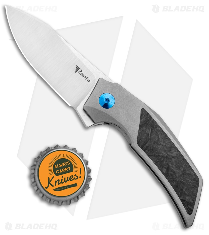 Reate Tashi Bharucha T2500 Frame Lock Flipper Knife Marble CF (2.5" Satin)