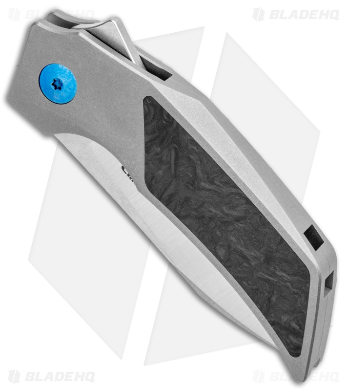Reate Tashi Bharucha T2500 Frame Lock Flipper Knife Marble CF (2.5" Satin)